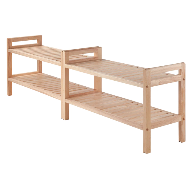 Winsome Wood  Mercury 2-PC Stackable Shoe Rack. Natural Finish