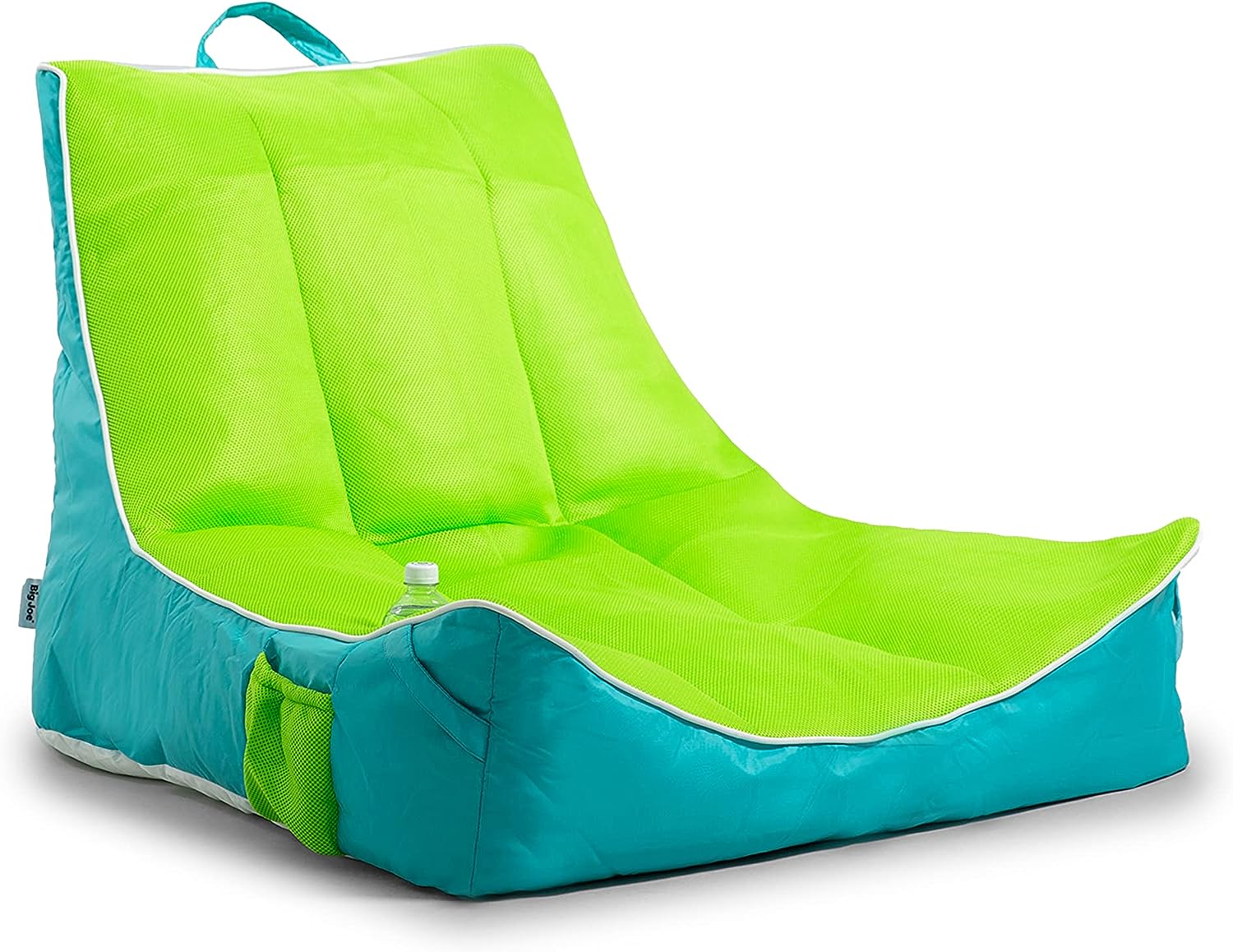 Big Joe Captain-s Float No Inflation Needed Pool Lounger with Drink Holder. Lime/Capri Mesh. Quick Draining Fabric. 3 feet