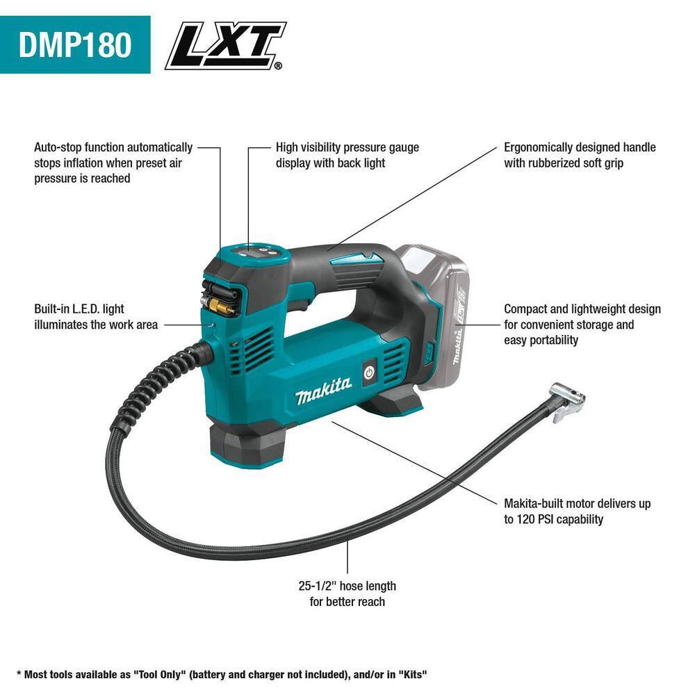 Makita DMP180ZX 18-Volt LXT Lithium-Ion Cordless Inflator (Tool-Only)