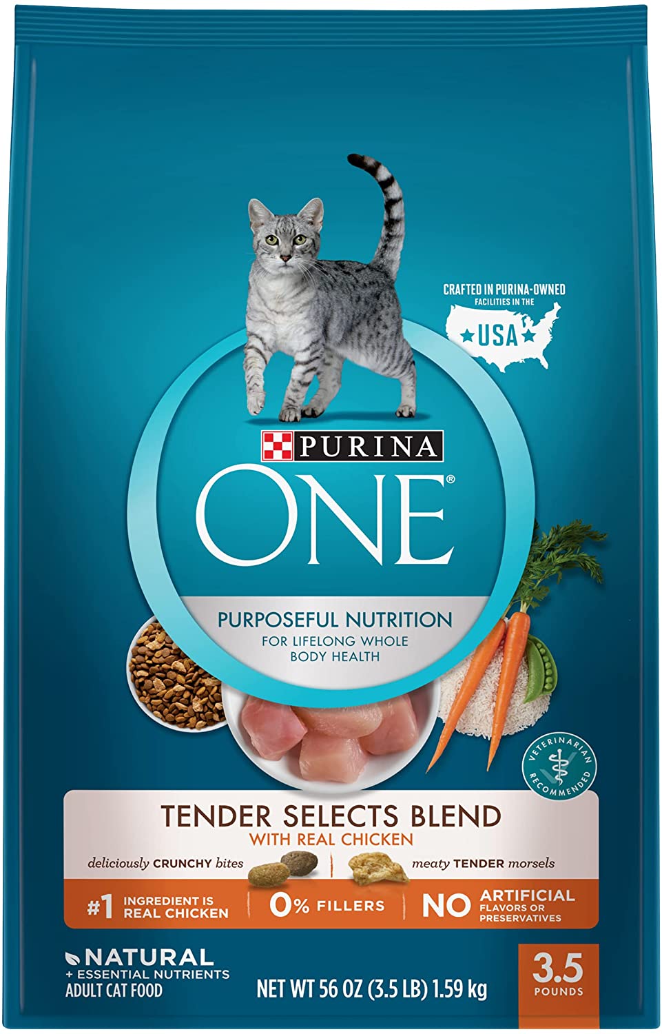 Purina ONE Tender Selects Blend Adult Dry Cat Food. Salmon