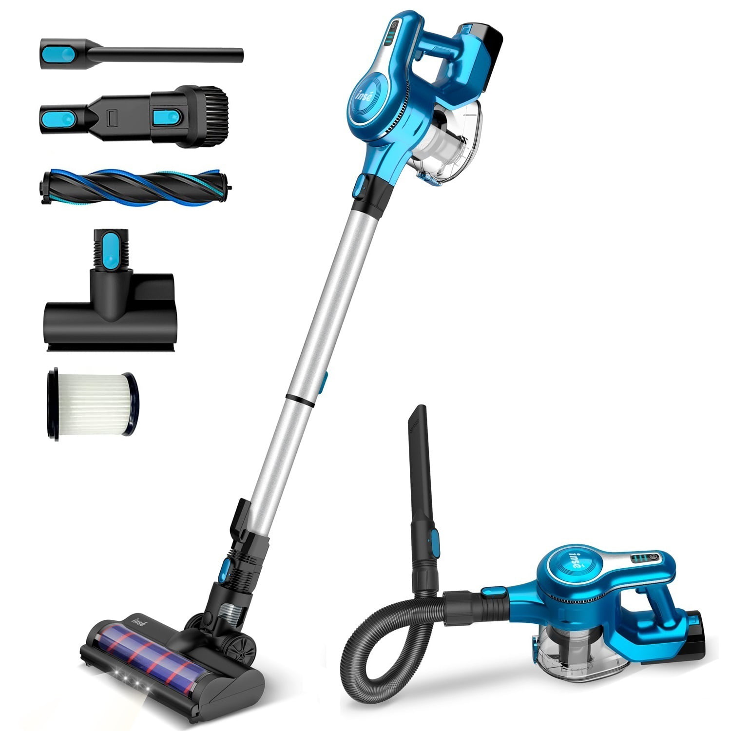 INSE Cordless Vacuum Cleaner. 23Kpa 265W Brushless Motor Stick Vacuum. up to 45 Mins Max Runtime. 12-in-1 Lightweight Handheld for Carpet Hard Floor Pet Hair