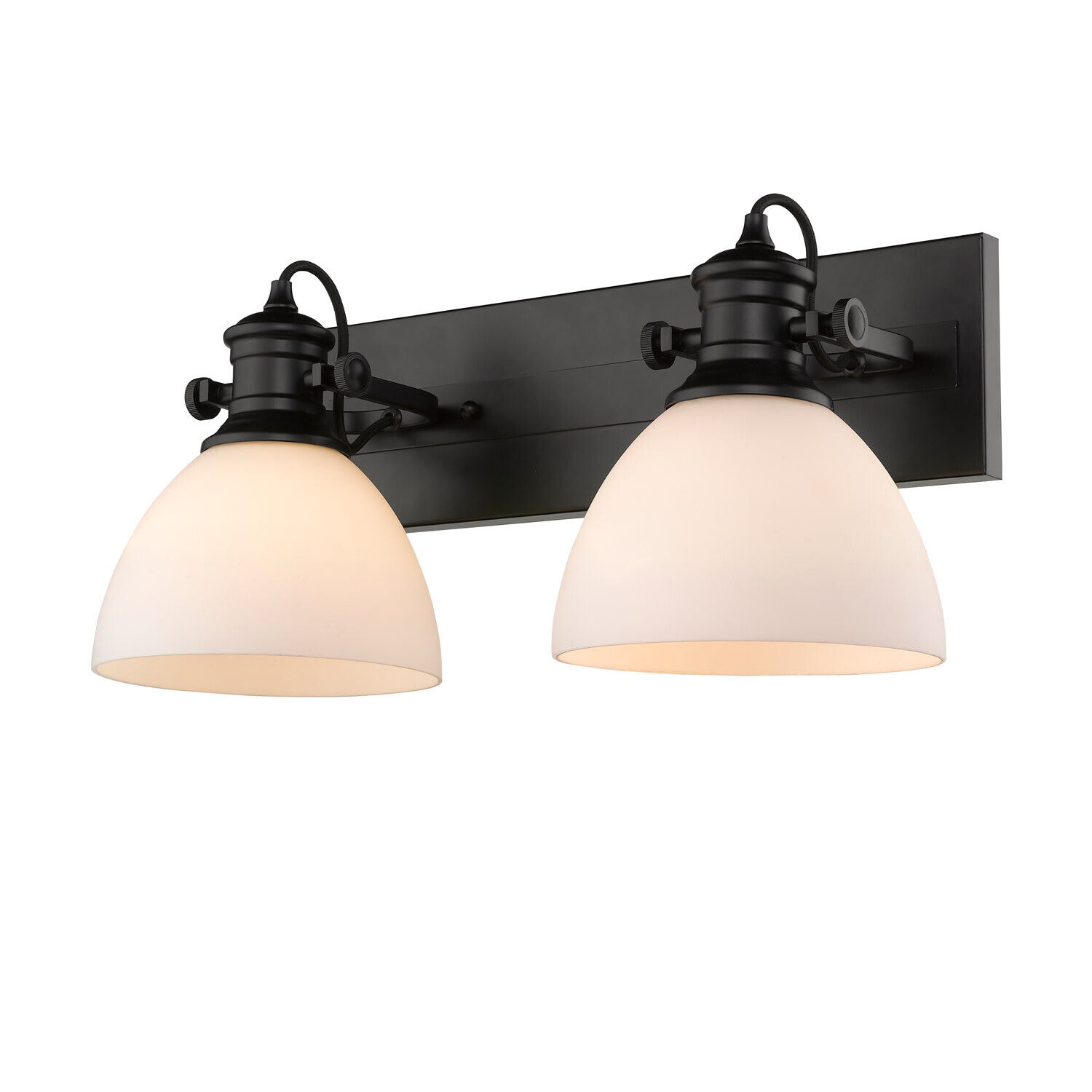 Golden Lighting 3118-BA2 BLK-OP Hines 2-Light Black and Opal Glass Bath Light
