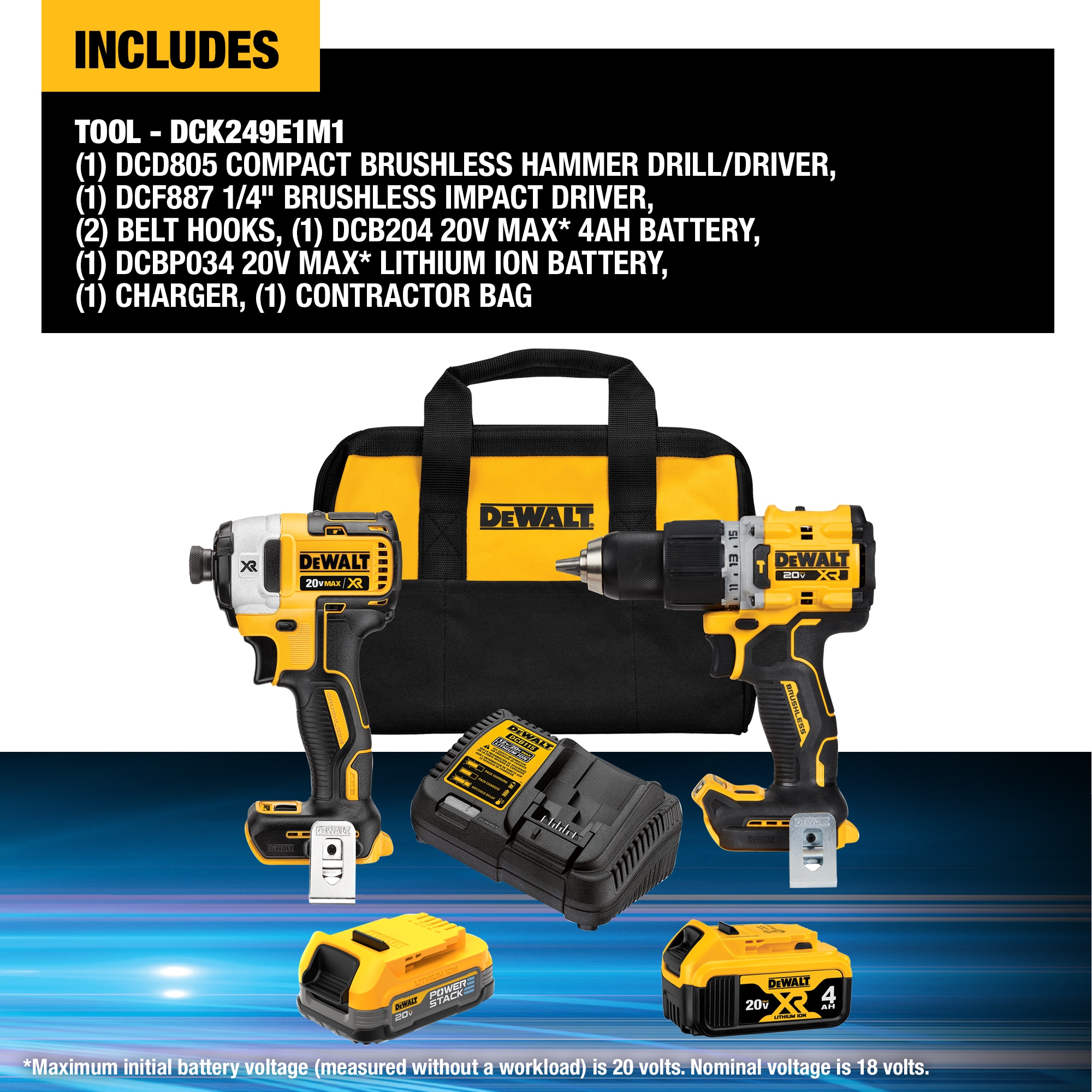 DEWALT DCK249E1M1 DW 20V MAX XR HD-Impact Kit W/PS
