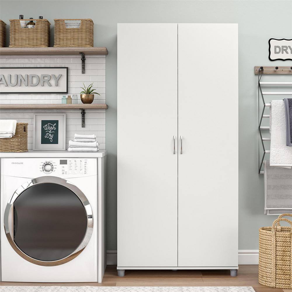 SystemBuild DE18863 Lonn 35.68 in. x 74.31 in. x 15.38 in. 5 Shelves Freestanding Cabinet in White