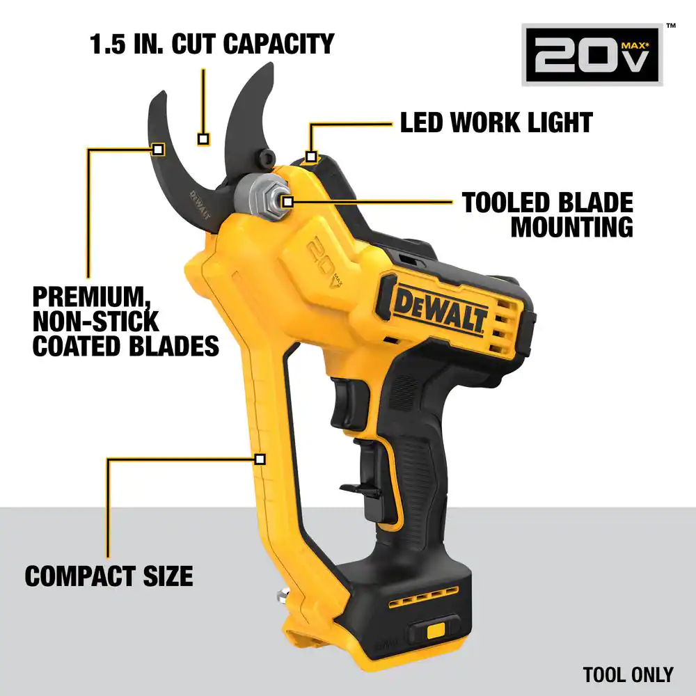 DEWALT DCPR320BWCB230C 20V MAX Cordless Battery Powered Pruner Kit with (1) 3Ah Battery & Charger