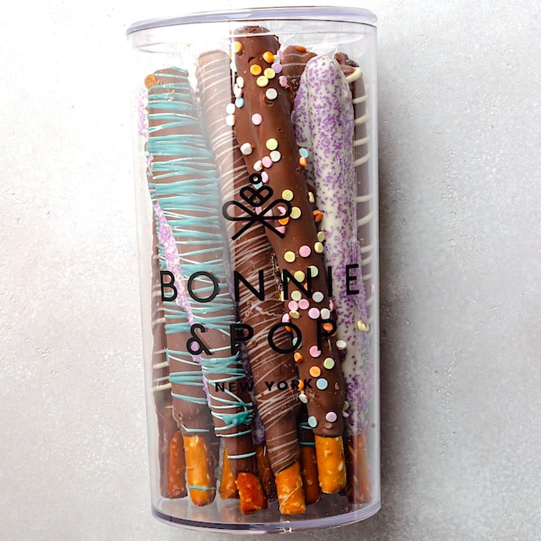 BONNIE AND POP Chocolate Dipped Pretzel Gift Baskets | Easter Gift Idea