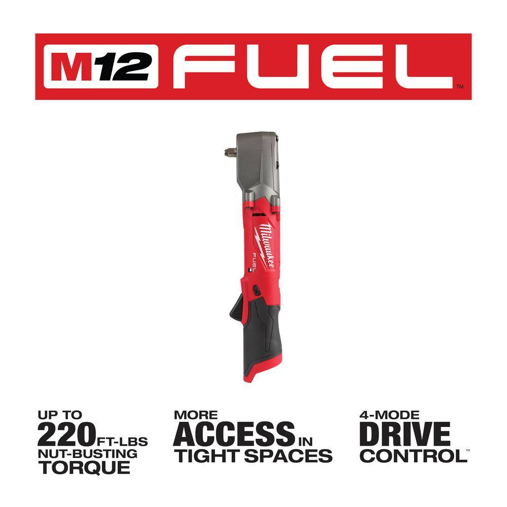 Milwaukee 2564-20-2565-20 M12 FUEL 12V Lithium-Ion Brushless Cordless 3/8 in. and 1/2 in. Right Angle Impact Wrenches Set (2-Tool)