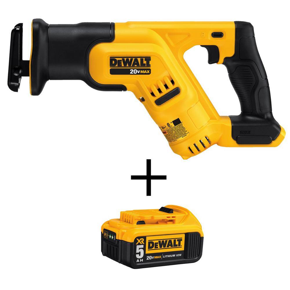 DEWALT DCS387BW205 20V MAX Cordless Compact Reciprocating Saw with 20V 5.0Ah Premium Battery Pack