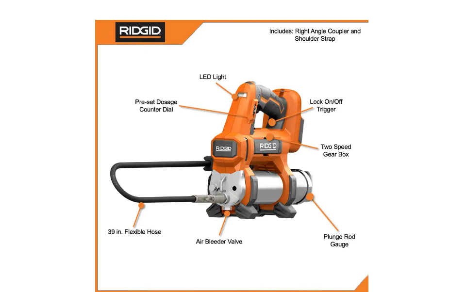 RIDGID R860445B 18V Cordless Grease Gun (Tool Only)