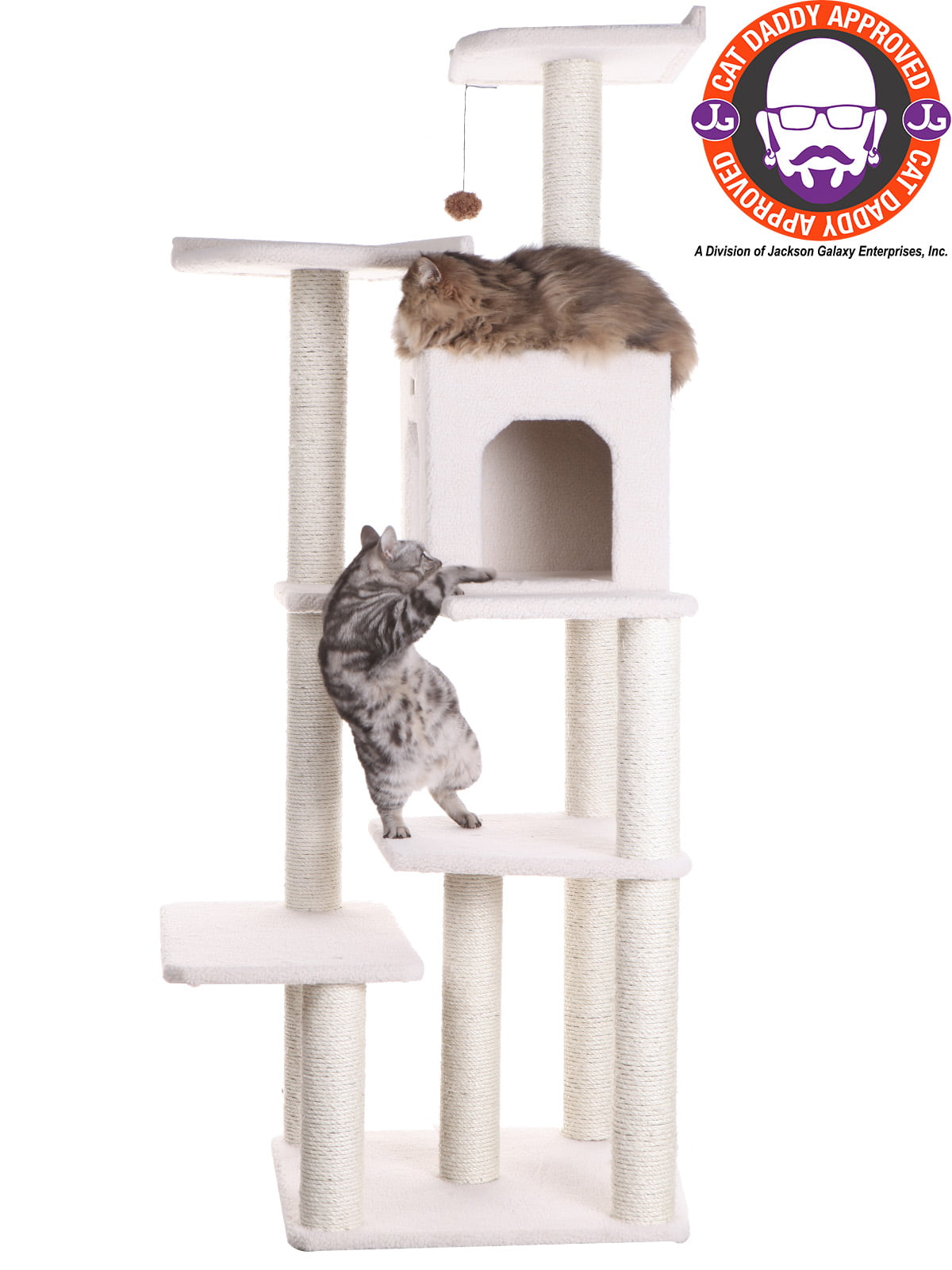Armarkat 68-in real wood Cat Tree & Condo Scratching Post Tower. Ivory
