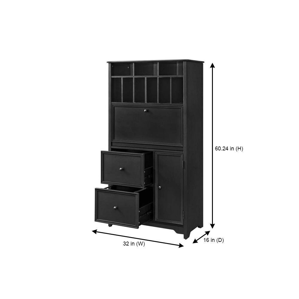 Home Decorators Collection Bradstone 32 in. Charcoal Black Secretary Desk