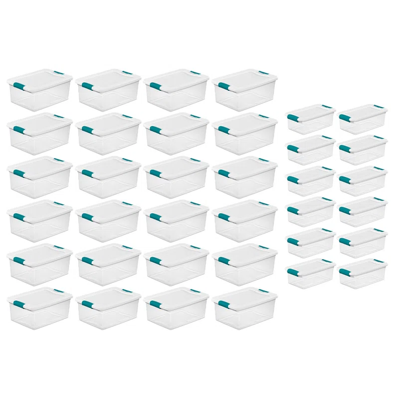 Sterilite 15 Qt Latch Lid Tote. 24 Pack. and 6 Qt Latch Lid Tote. 12 Pack