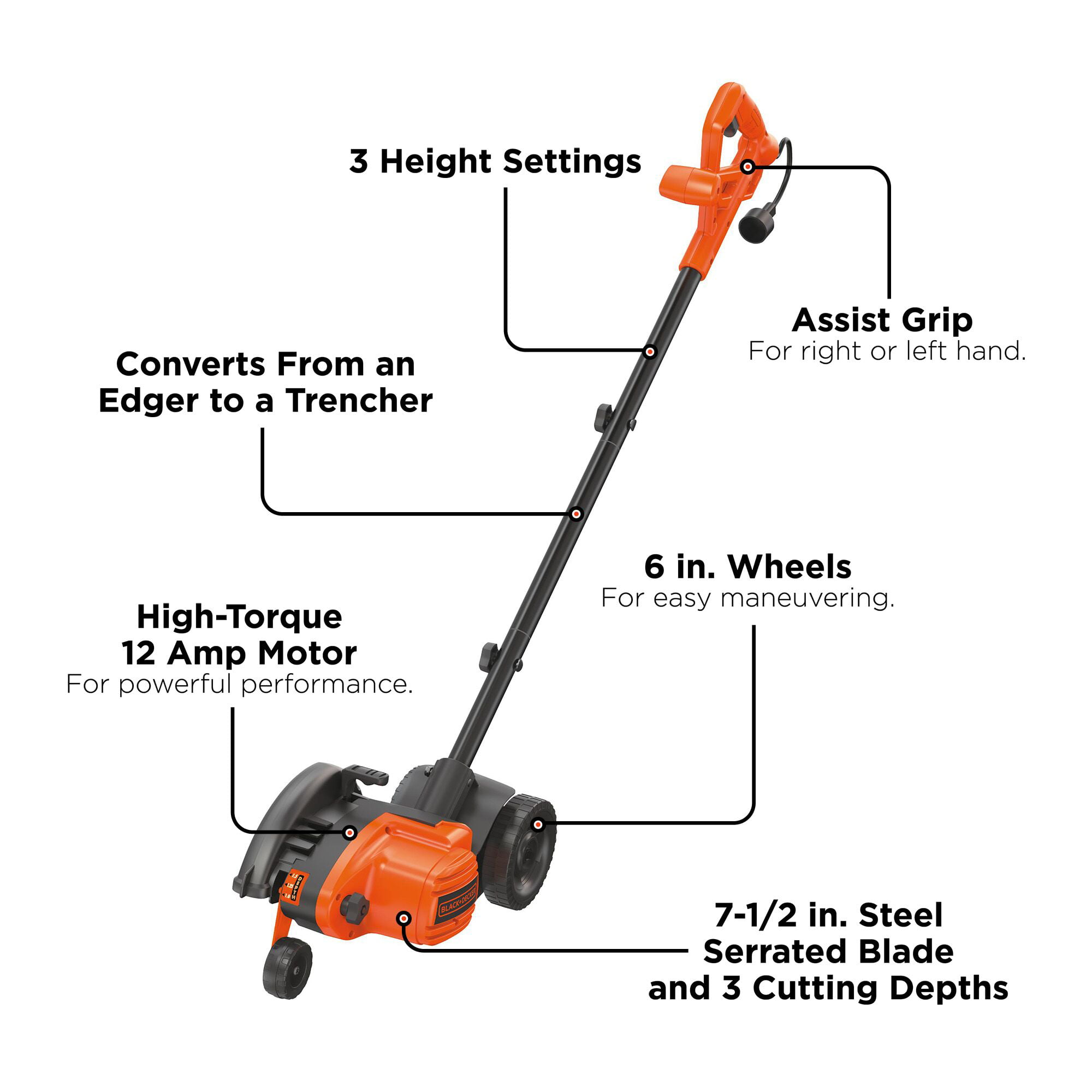 BLACK+DECKER 12 AMP 2-IN-1 LANDSCAPE EDGER AND TRENCHER LE760FF