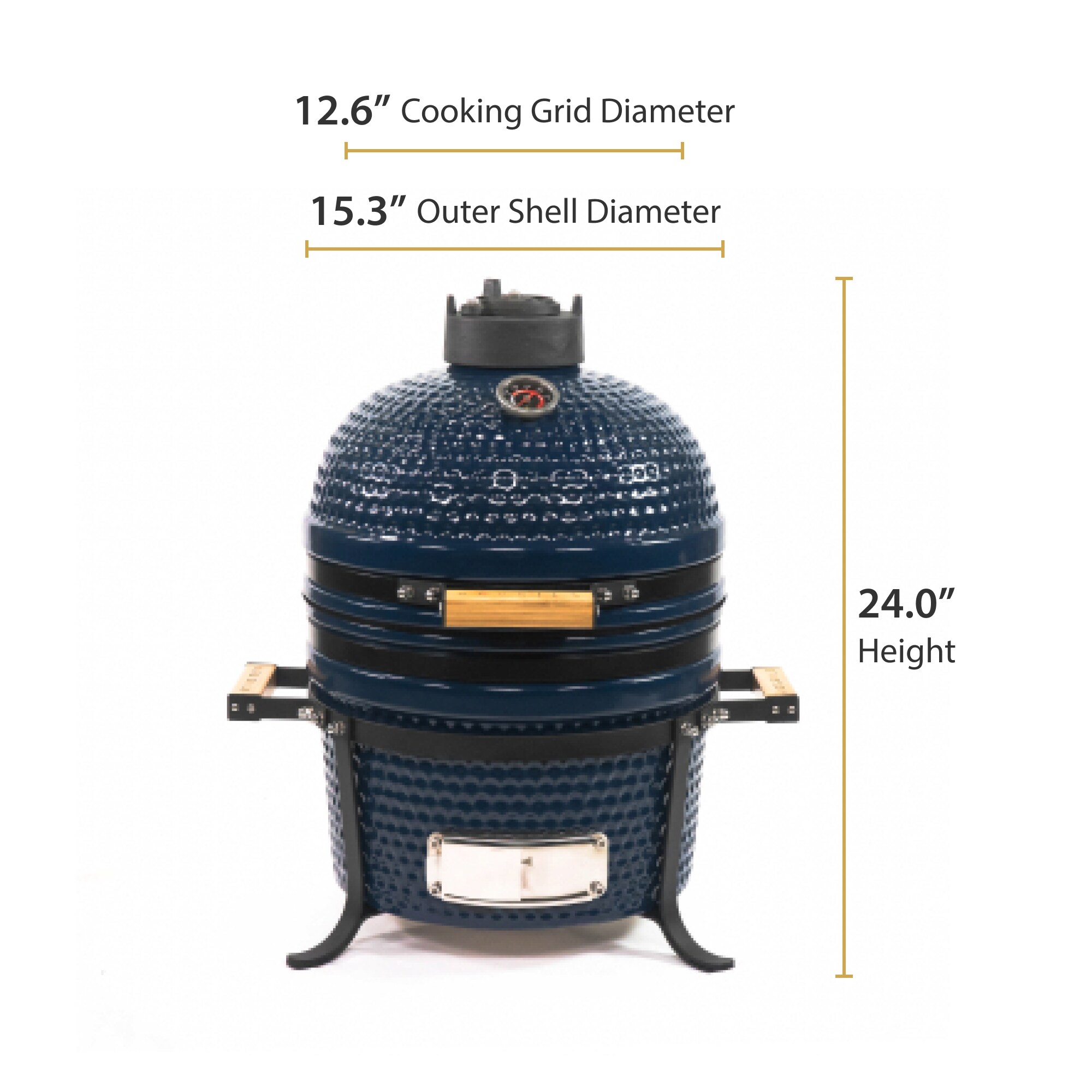 VESSILS MY15TT004 12.6-in W Blue Kamado Charcoal Grill