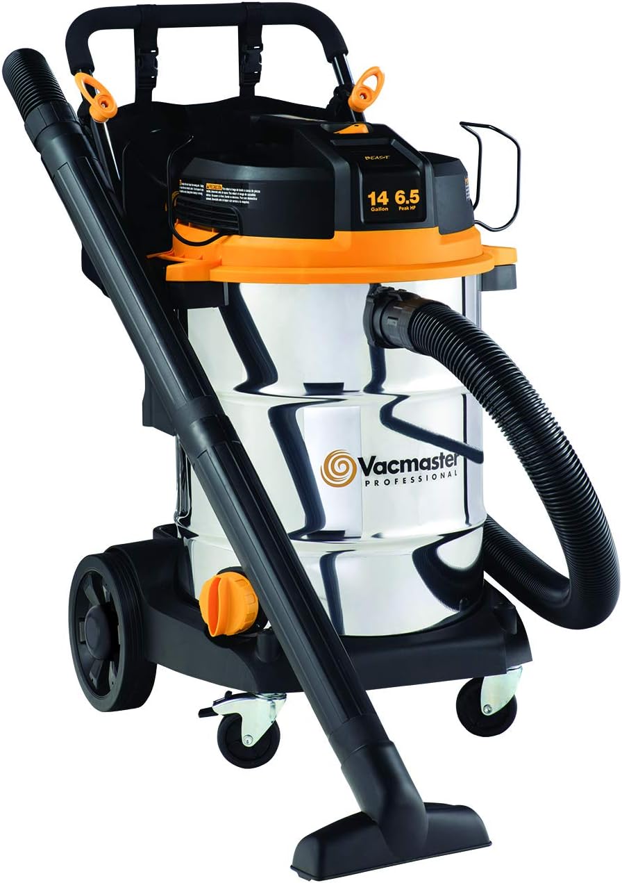 Vacmaster VJE1412SW0201 Beast Professional Series 14 Gal. 6.5 HP Steel Tank Wet/Dry Vac with Cart