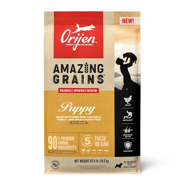 ORIJEN Amazing Grains High Protein Dry Puppy Food. 4 Pound & 22.5 Pound