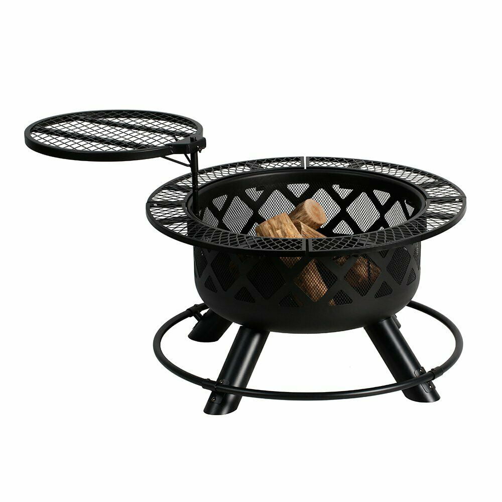 Shinerich Industrial Outdoor Circular Ranch Fire and Grilling Metal Pit. Black. 24