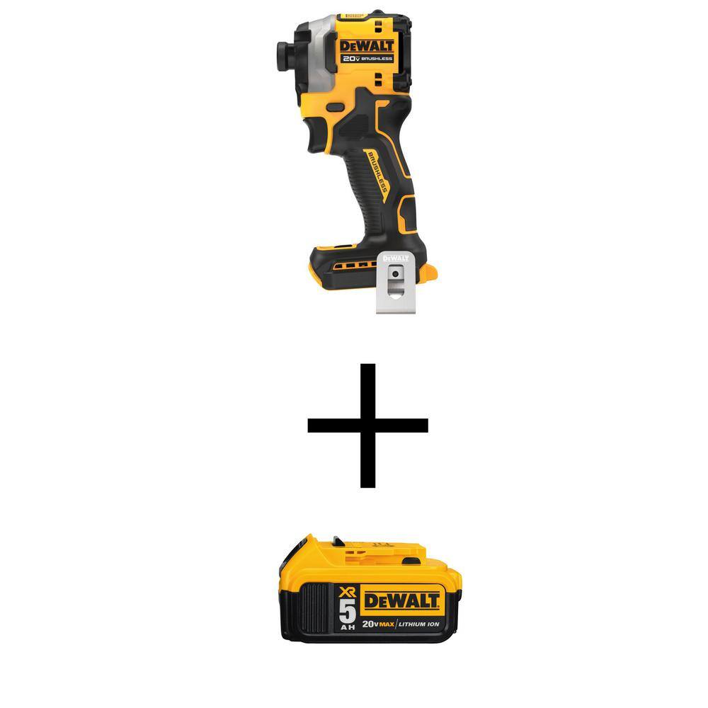 DEWALT DCF850BWDCB205 ATOMIC 20V MAX Cordless Brushless Compact 1/4 in. Impact Driver and 20V Lithium-Ion 5.0Ah Battery