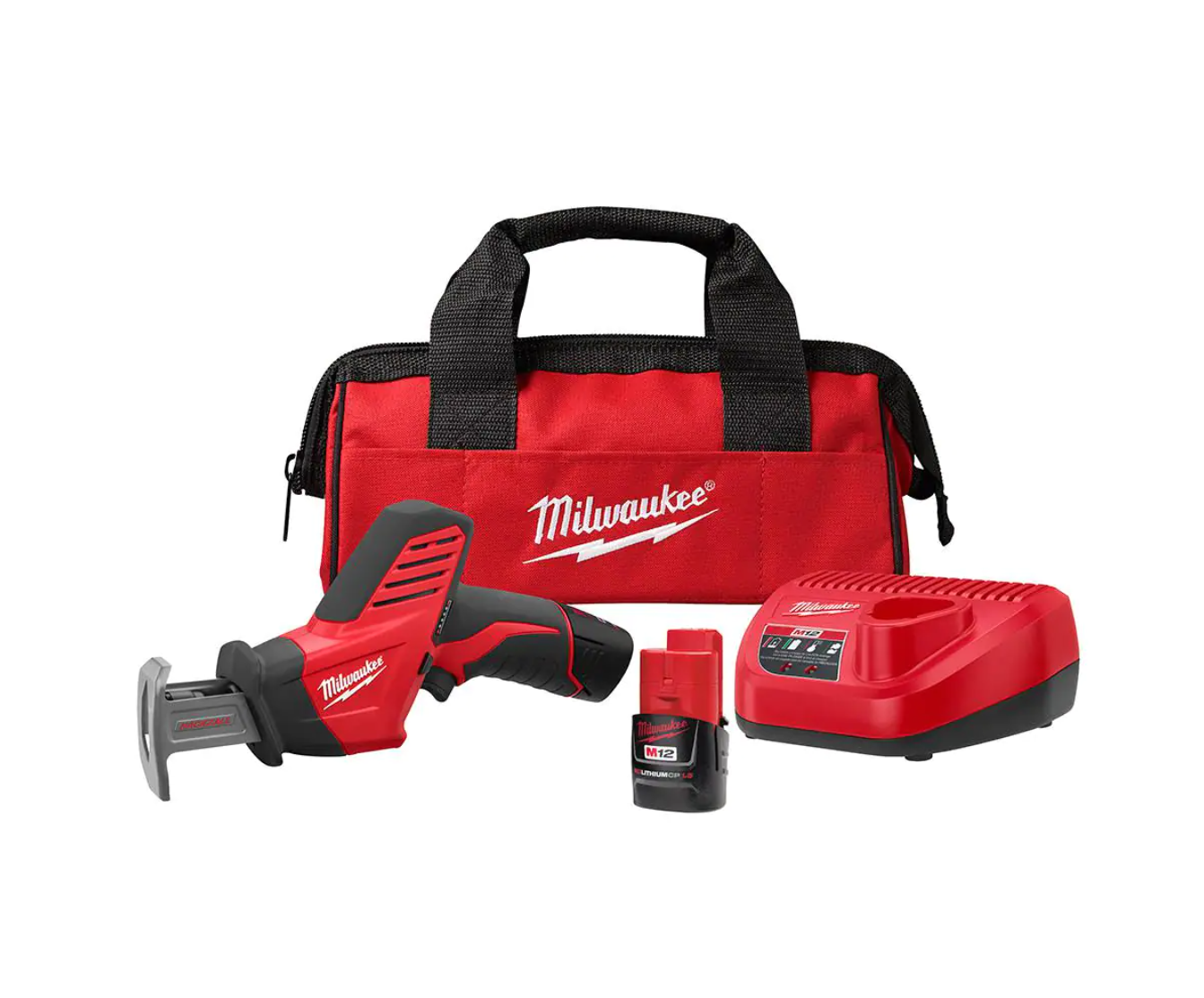 Milwaukee 2420-21 M12 12V Lithium-Ion HACKZALL Cordless Reciprocating Saw Kit with One 1.5Ah Batteries. Charger and Tool Bag