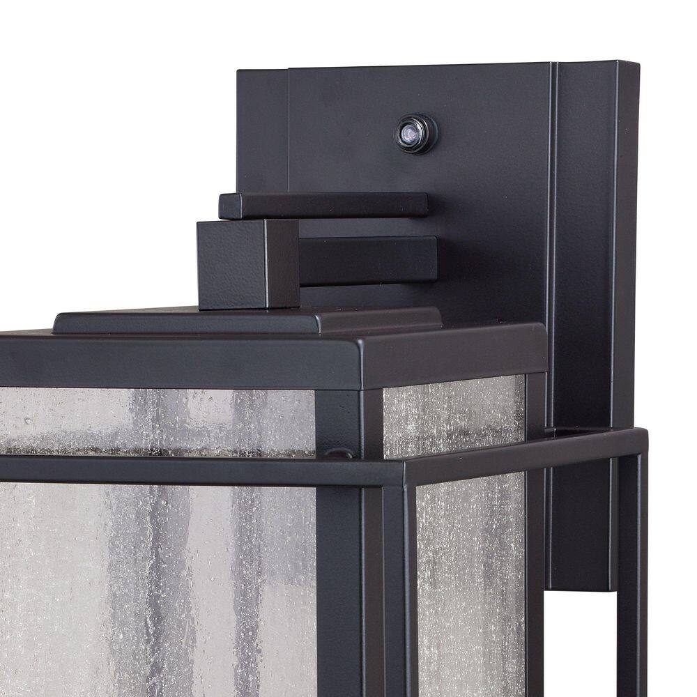 VAXCEL  Hyde Park 3 Light Dusk to Dawn Bronze Mission Outdoor Wall Lantern Clear Glass