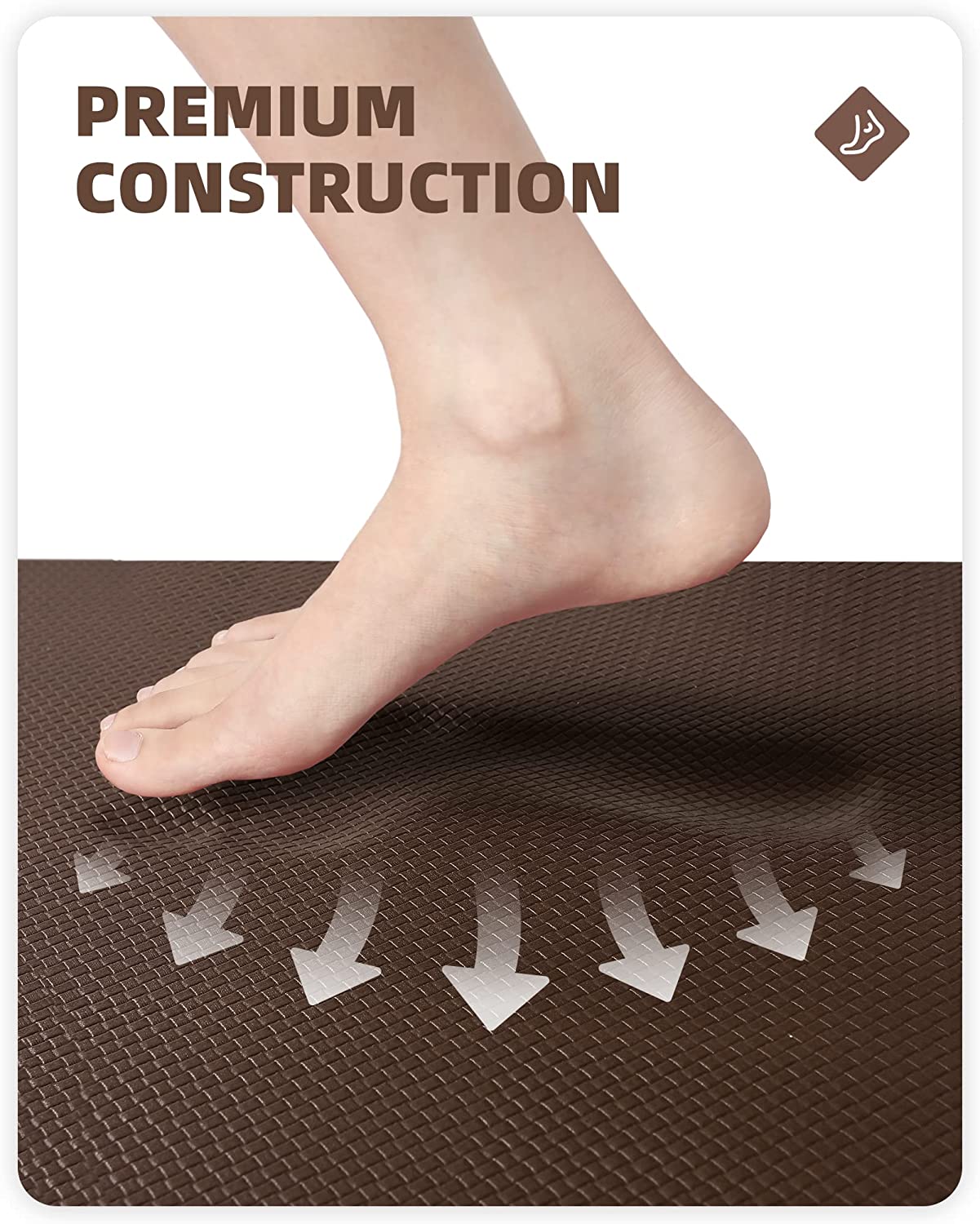 Color&Geometry Kitchen Rugs. Kitchen Rug Set 2 Piece Kitchen Runner Rug Kitchen Floor Mat. Cushioned Anti Fatigue Kitchen Mat Non Skid Waterproof Comfort Standing Kitchen Rug. 17″x29″+17″x59″. Brown