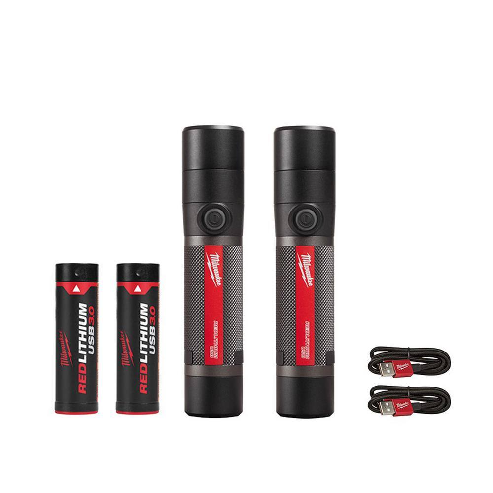 Milwaukee 2160-21-2160-21 800 Lumens LED USB Rechargeable HP Fixed Focus Flashlight (2-Pack)