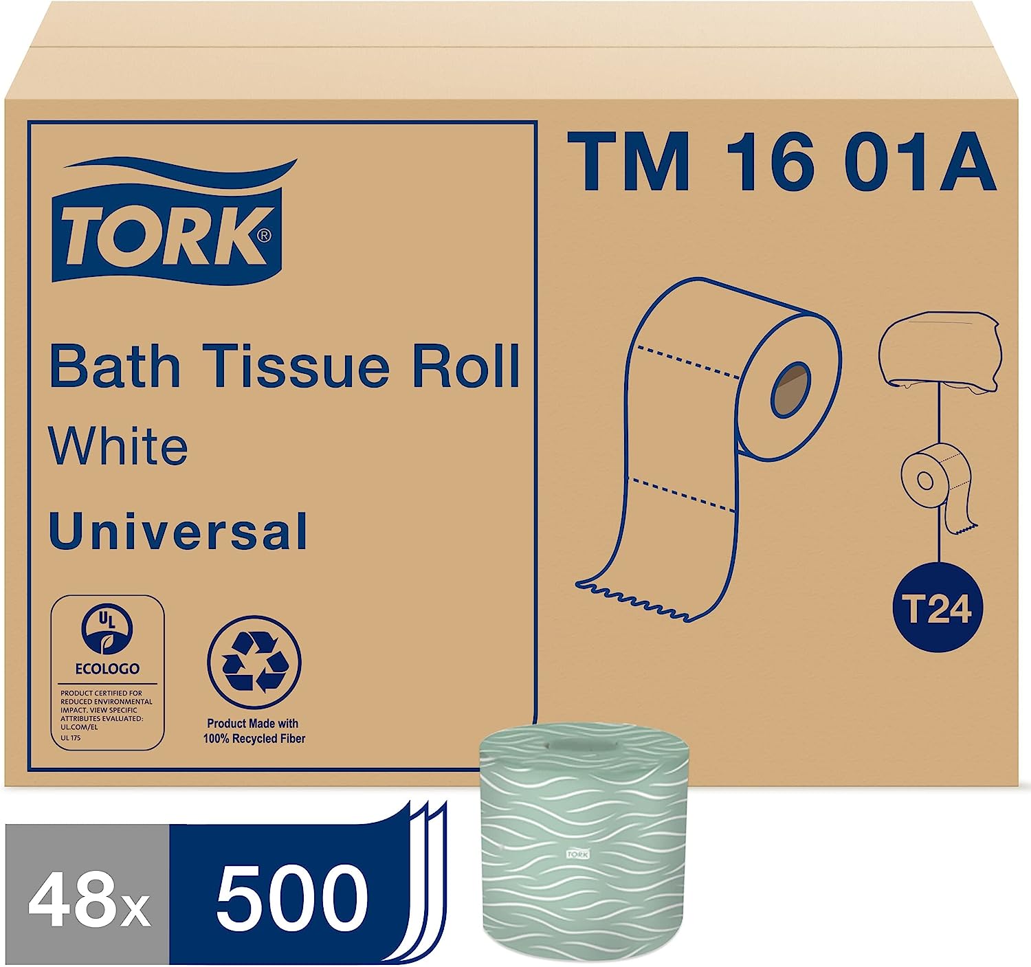 Tork Universal Bath Tissue Roll. 2-Ply. 48 rolls. 500 sheets. TM1601A. White