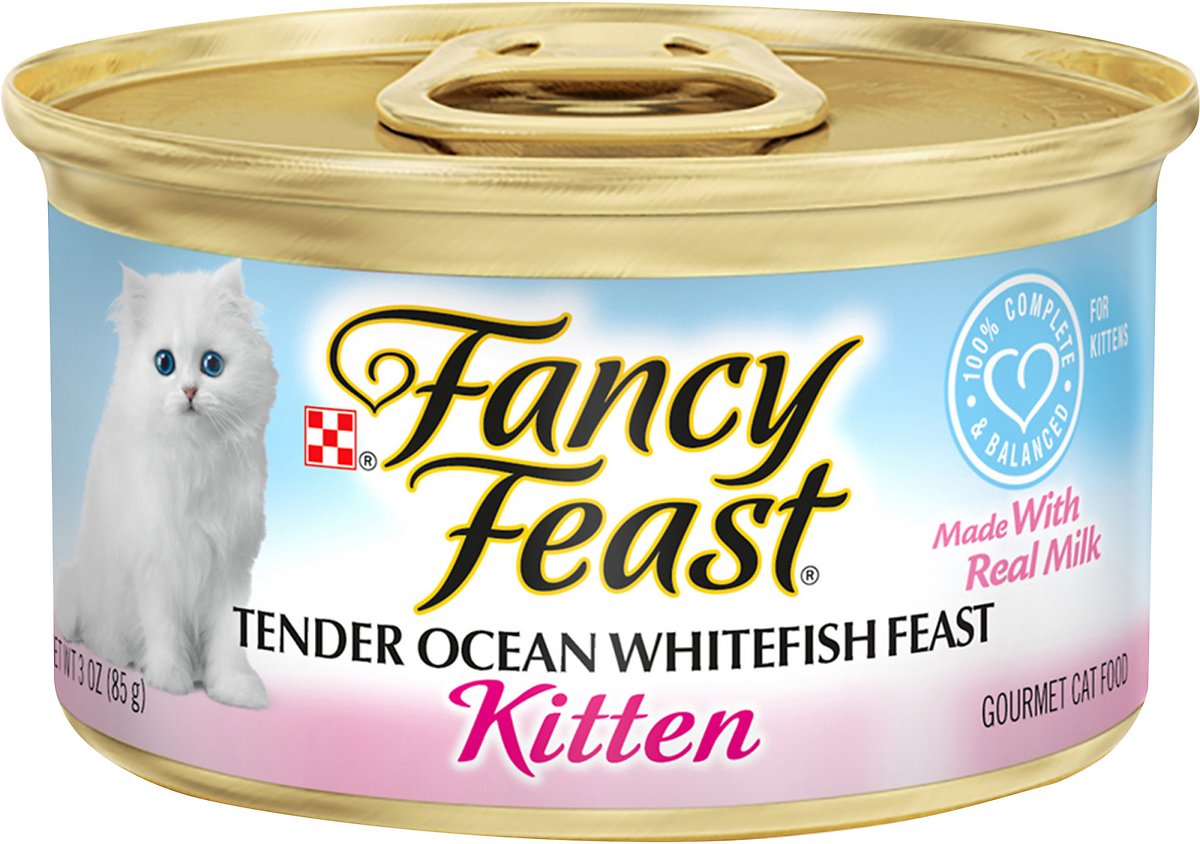 Purina Fancy Feast Wet Kitten Food. Tender Ocean Whitefish Feast - (24) 3 oz. Cans