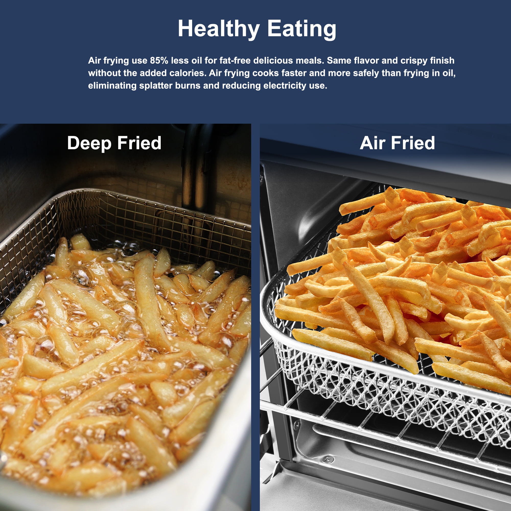 Elite Gourmet x-large 25L Air Fryer Oven with Interior Light. Black