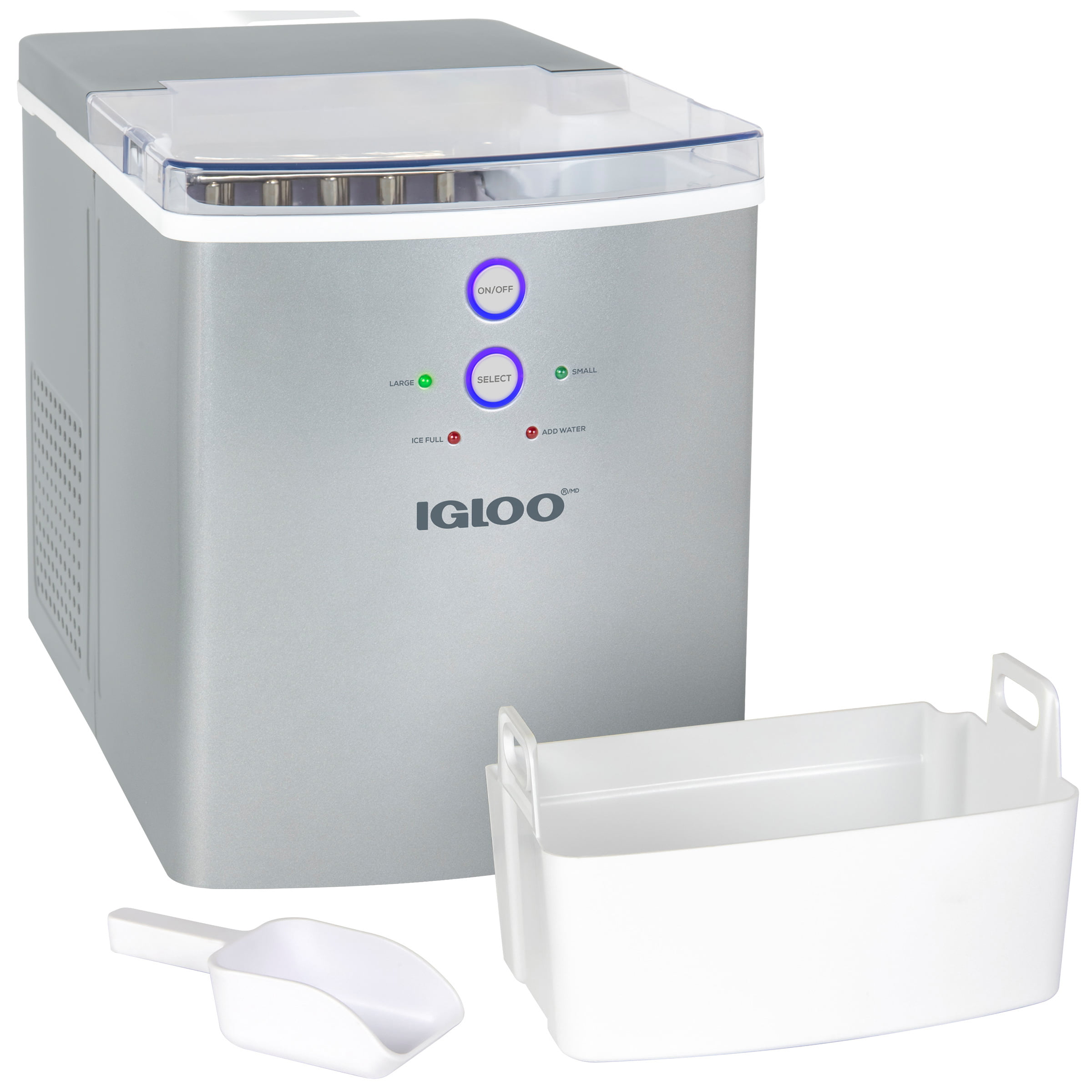 Igloo IGLICEB33SL 33-Pound Automatic Portable Countertop Ice Maker Machine. Silver
