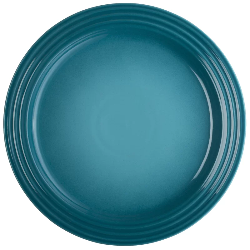 Le Creuset PG9200S4T-2717 Stoneware Set of 4 Dinner Plates. 10.5″ each. Caribbean