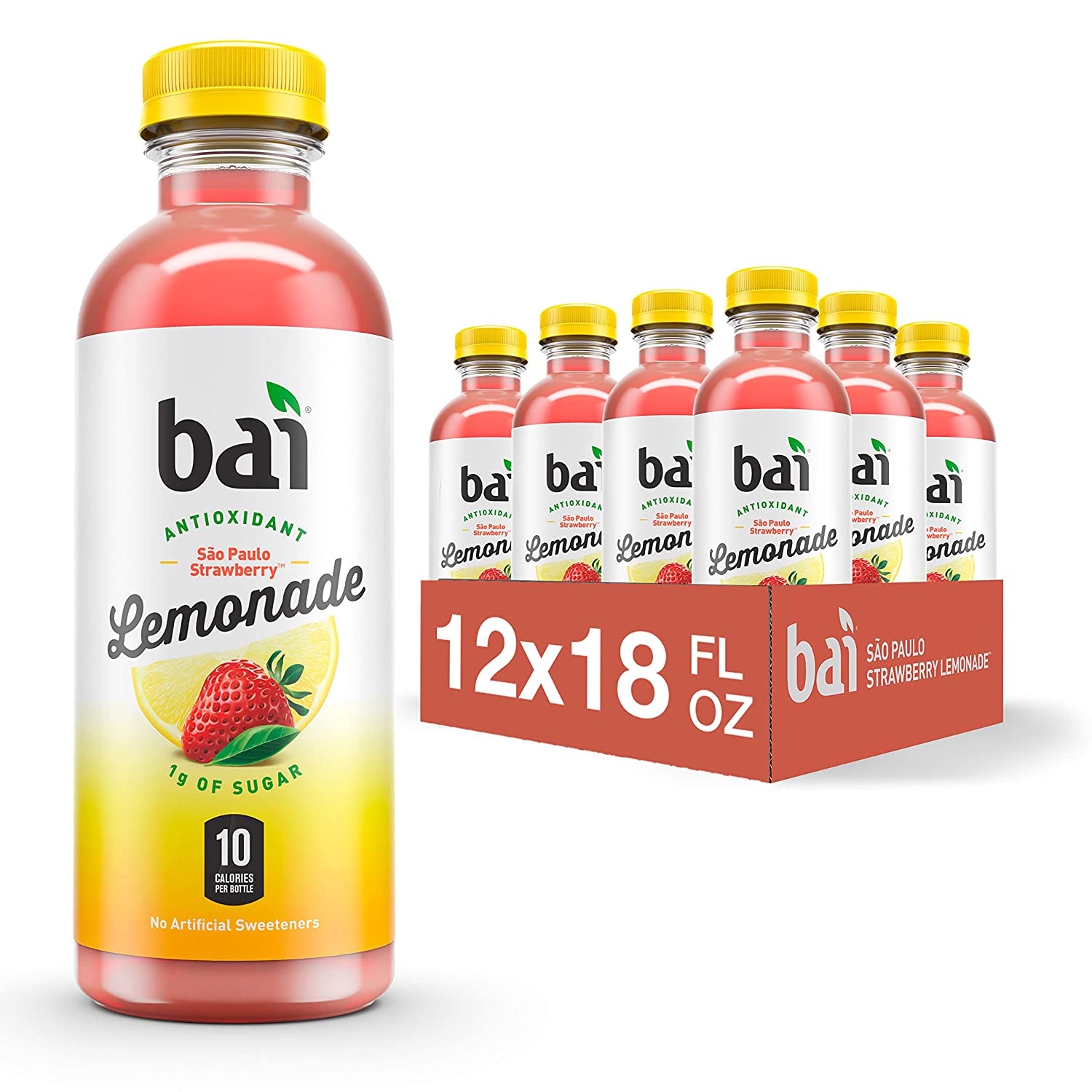 Bai Flavored Water. São Paulo Strawberry Lemonade (Pack of 12)