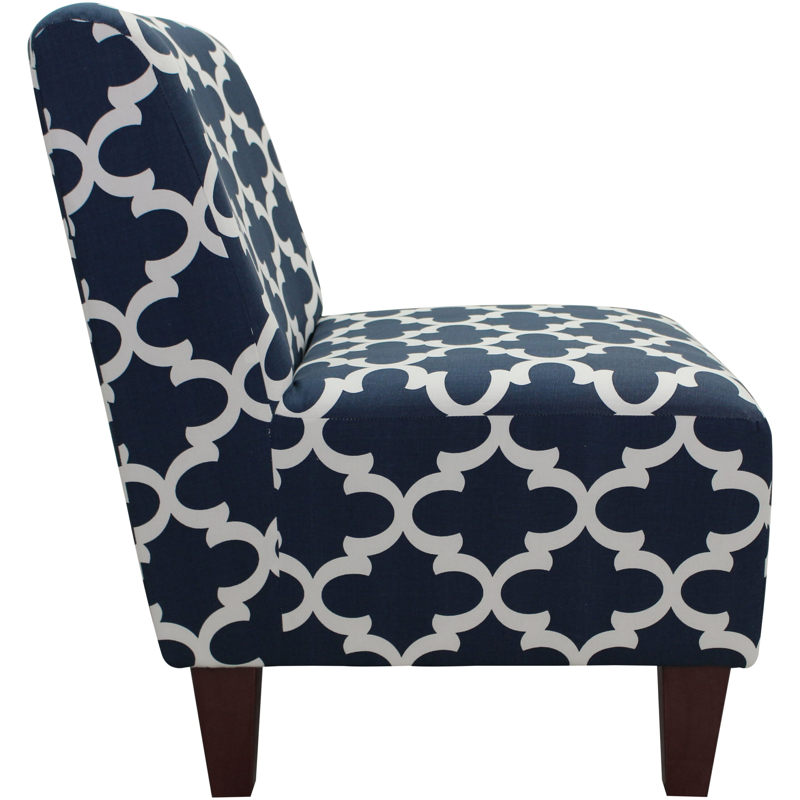 Mainstays Amanda Armless Accent Chair. Navy Blue and White