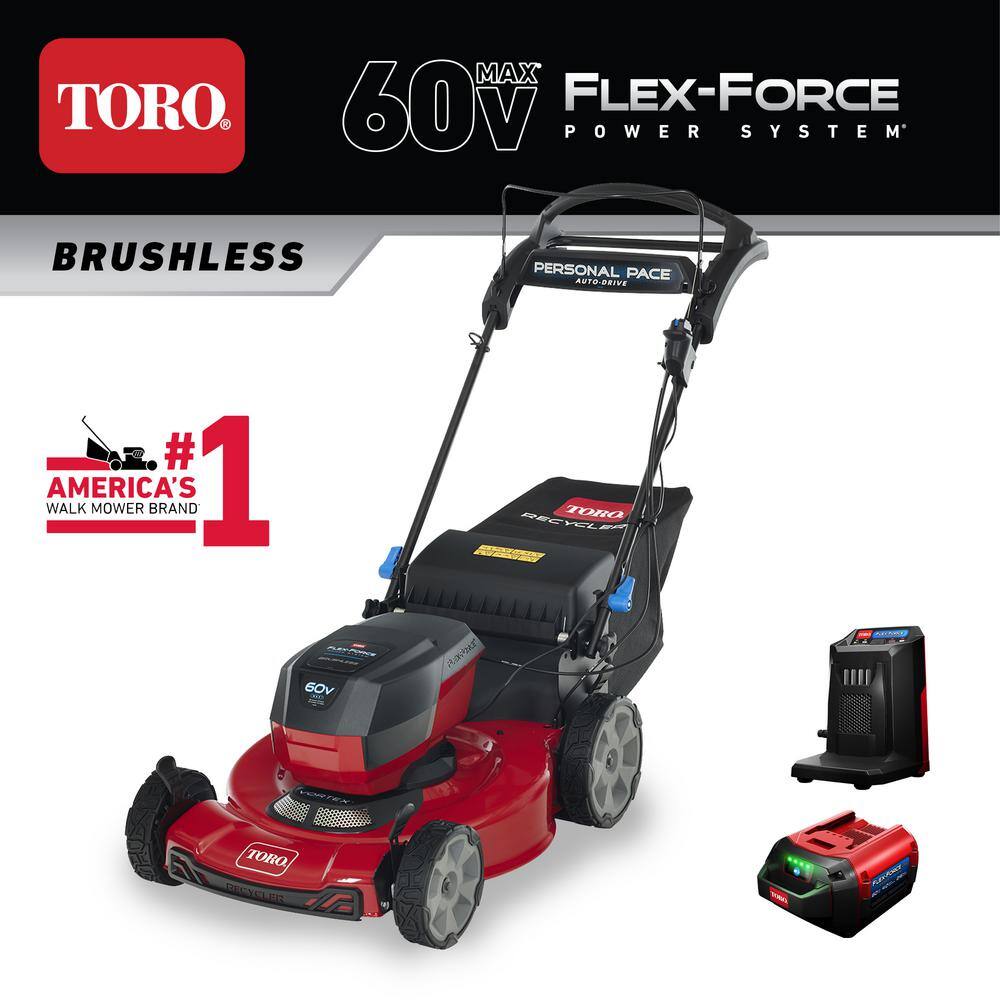 Toro 21466 Recycler 22 in. SmartStow 60-Volt Max Lithium-Ion Cordless Battery Walk Behind Mower. 6.0 Ah Battery/Charger Included