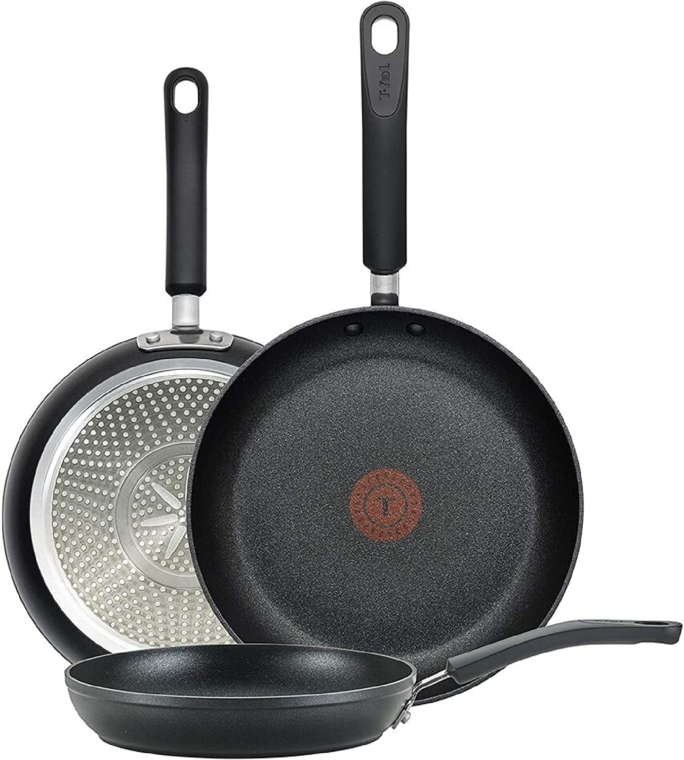 T-fal E938S3 Professional Total Nonstick Thermo-Spot Heat Indicator Fry Pan Cookware Set. 3-Piece. 8-Inch 10.5-Inch and 12.5-Inch. Black