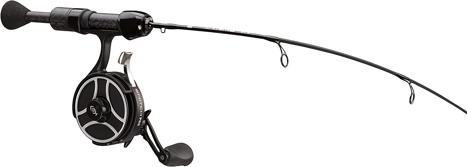 13 Fishing Snitch Pro Ghost Inline Ice Fishing Combo. 29 Inches (Left Hand Retrieve)