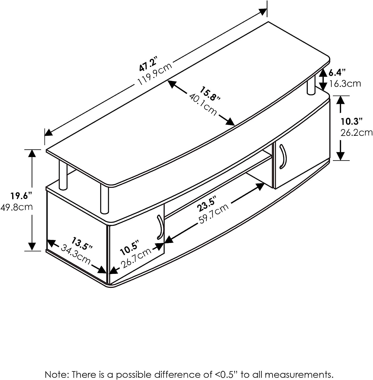 Furinno Jaya Entertainment Center Stand Unit/TV Desk for up to 55 inch. Amber Pine/Black