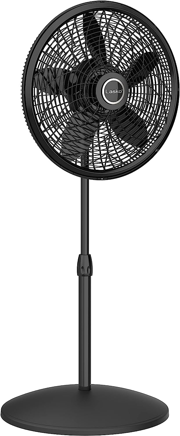 Lasko Oscillating Pedestal Fan. Adjustable Height. 3 Speeds. for Bedroom. Living Room. Home Office and College Dorm Room. 18″. Black. 1827