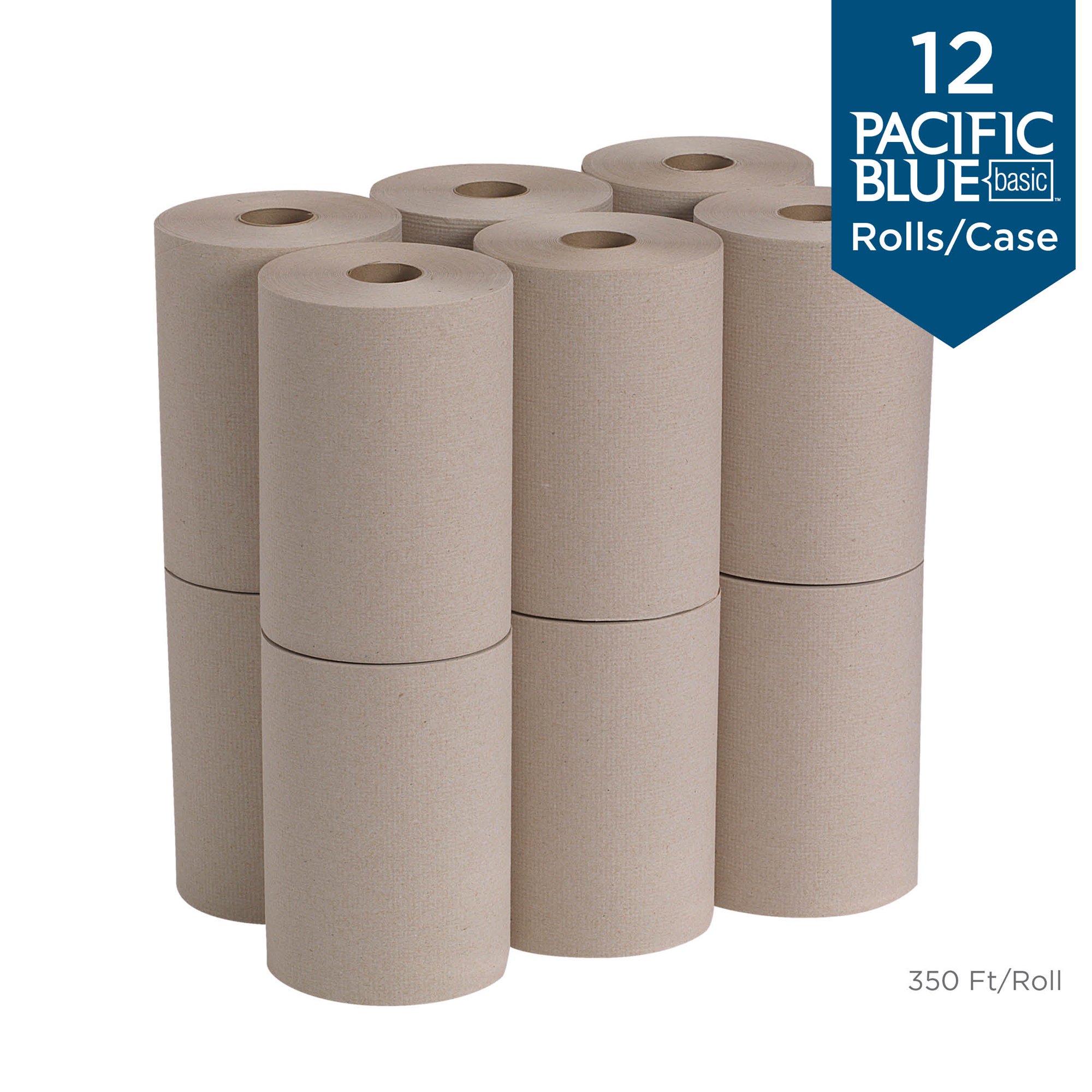 Georgia Pacific Professional Pacific Blue Basic Nonperforated Paper Towels. 7 7/8 x 350ft. Brown. 12 Rolls/CT -GPC26401
