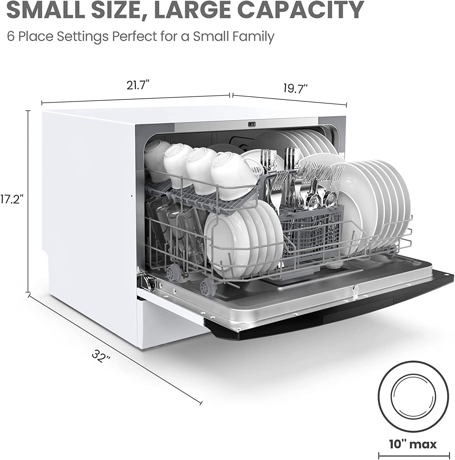 COMFEE' Countertop Dishwasher. Energy Star Portable Dishwasher. 6 Place Settings. Mini Dishwasher with 8 Washing Programs. Speed. Baby-Care. ECO& Glass. Dish Washer for Dorm. RV& Apartment