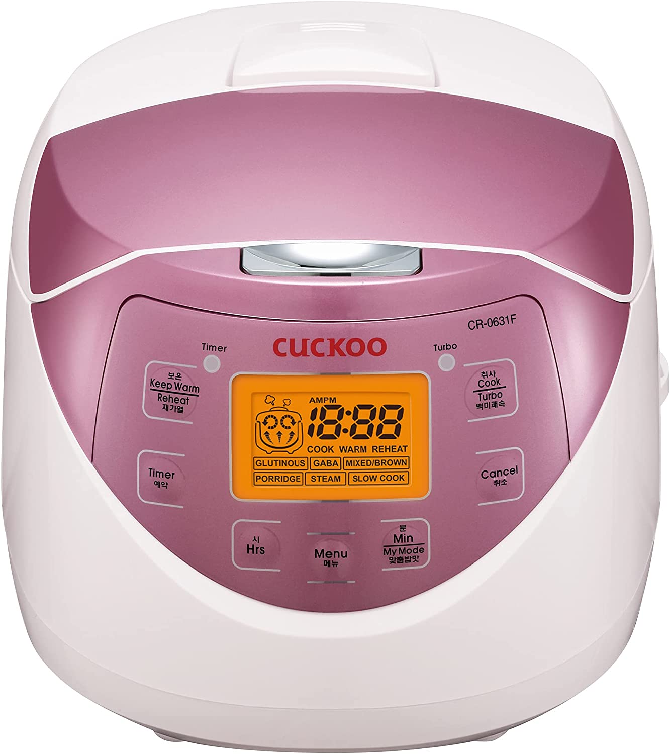 CUCKOO CR-0631F | 6-Cup (Uncooked) Micom Rice Cooker | 8 Menu Options: White Rice. Brown Rice & More. Nonstick Inner Pot. Made in Korea | White/Pink