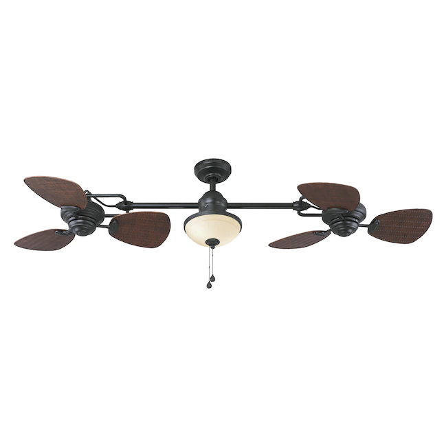 Harbor Breeze  Twin Breeze II 74-in Oil Rubbed Bronze LED Indoor/Outdoor Ceiling Fan with Light (6-Blade)