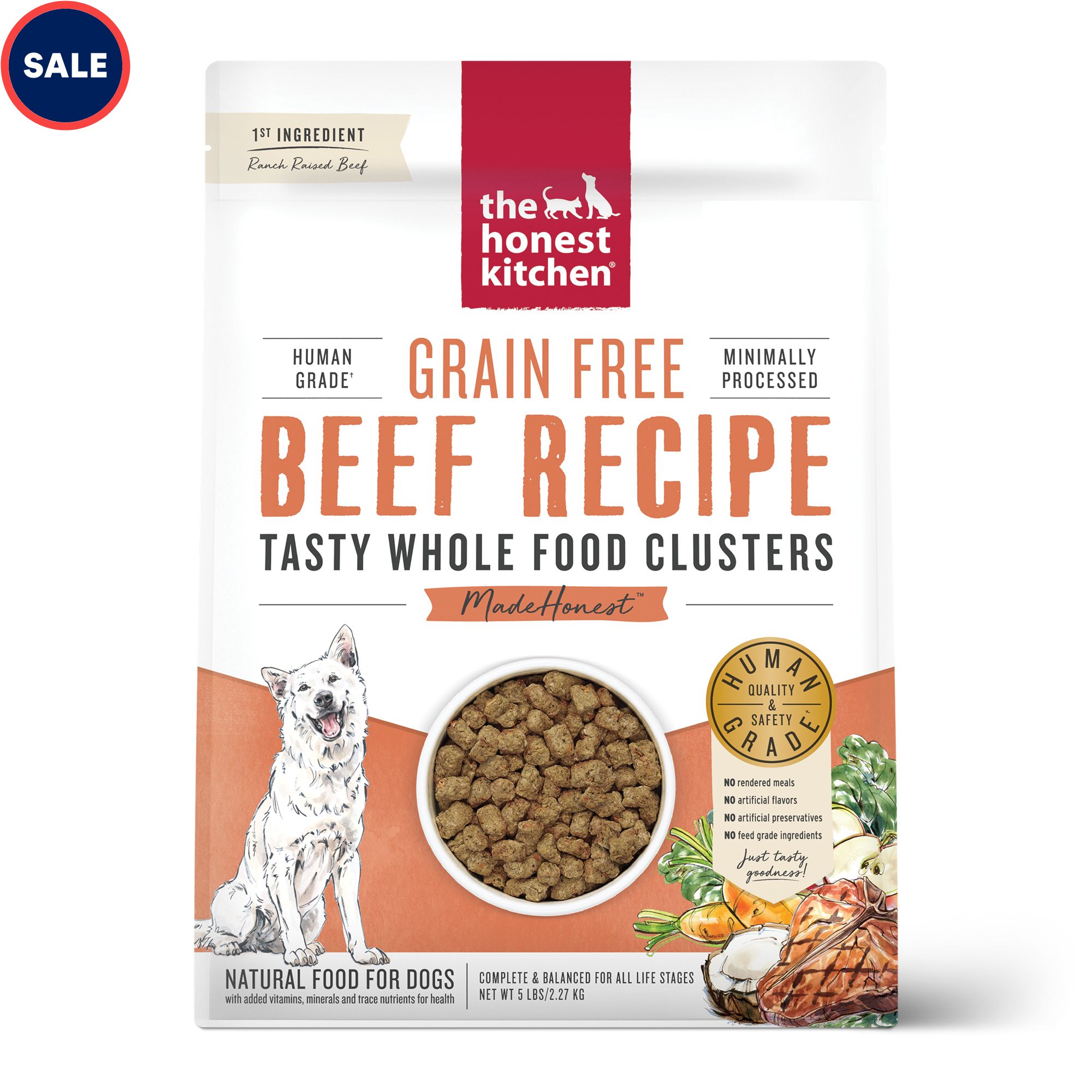 The Honest Kitchen Whole Food Clusters Grain Free Beef Dry Dog Food. 5 lbs.