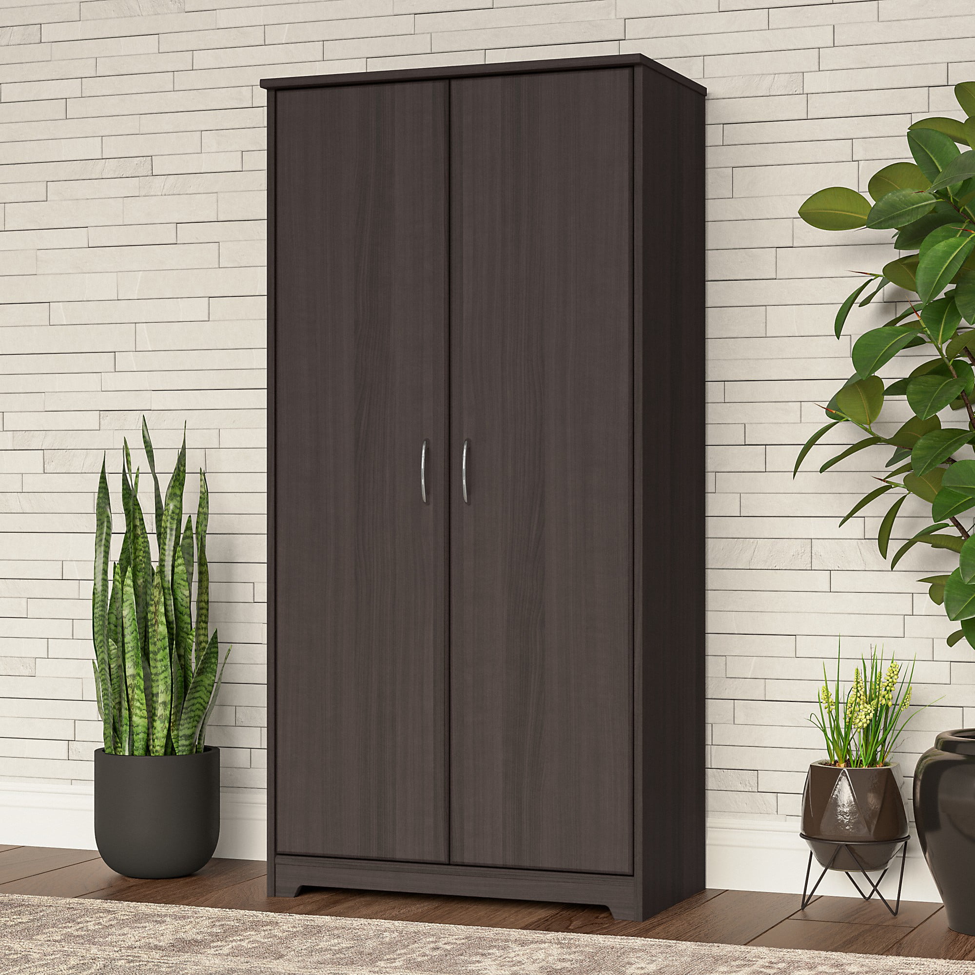 Bush Furniture Cabot Tall Storage Cabinet with Doors in Heather Gray