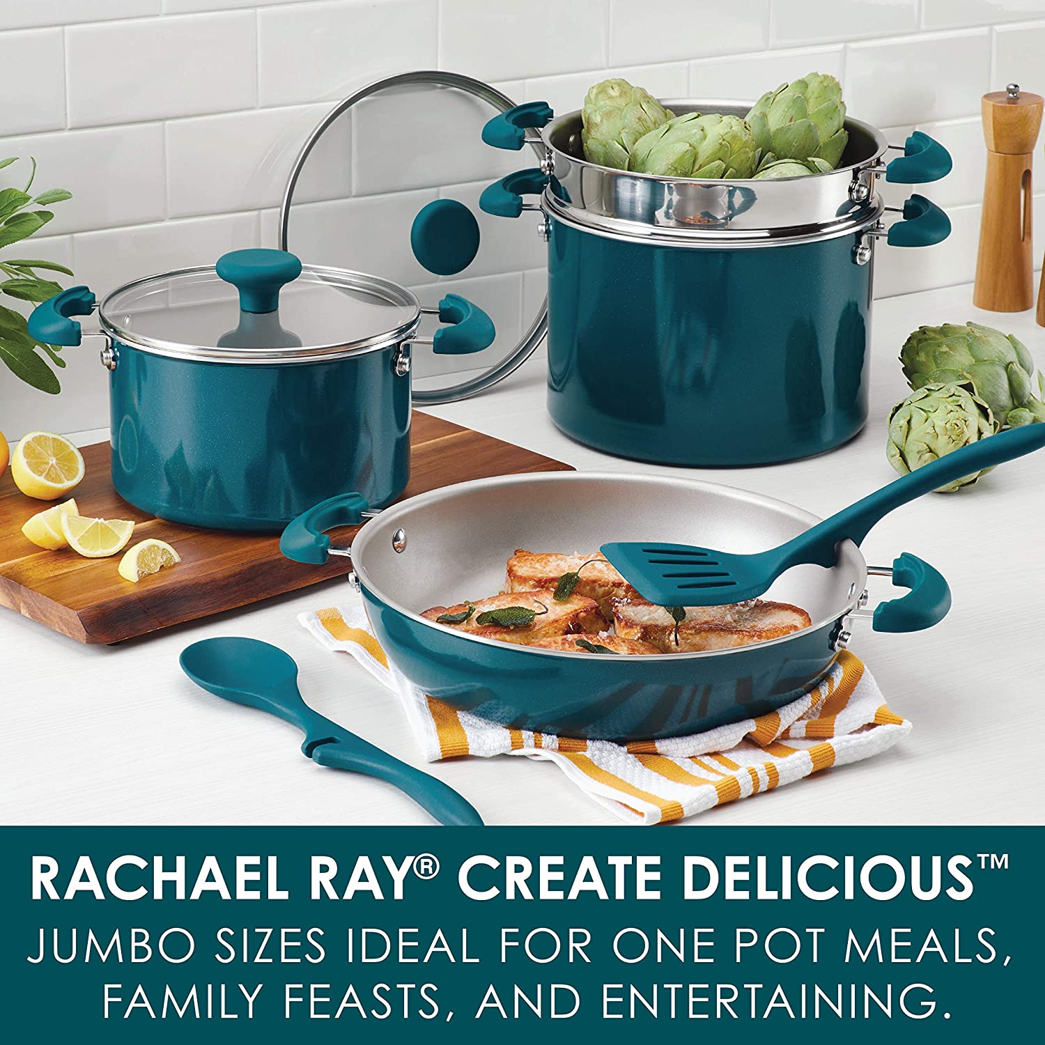 Rachael Ray  Create Delicious 13-in Aluminum Cookware Set with Lid. 8-Piece