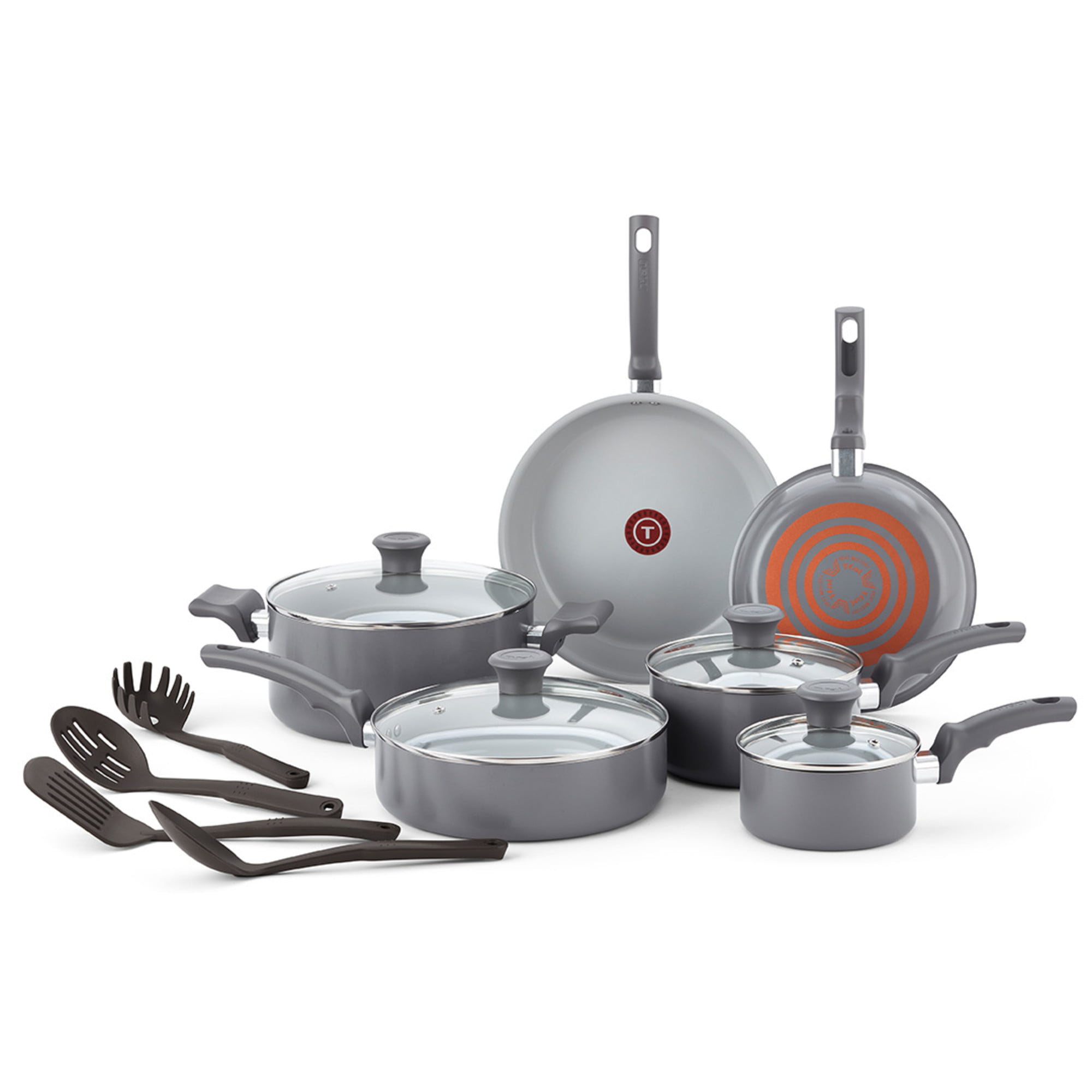T-fal Fresh Ceramic Nonstick Cookware Set. Recycled Aluminum. 14 piece. Dishwasher Safe