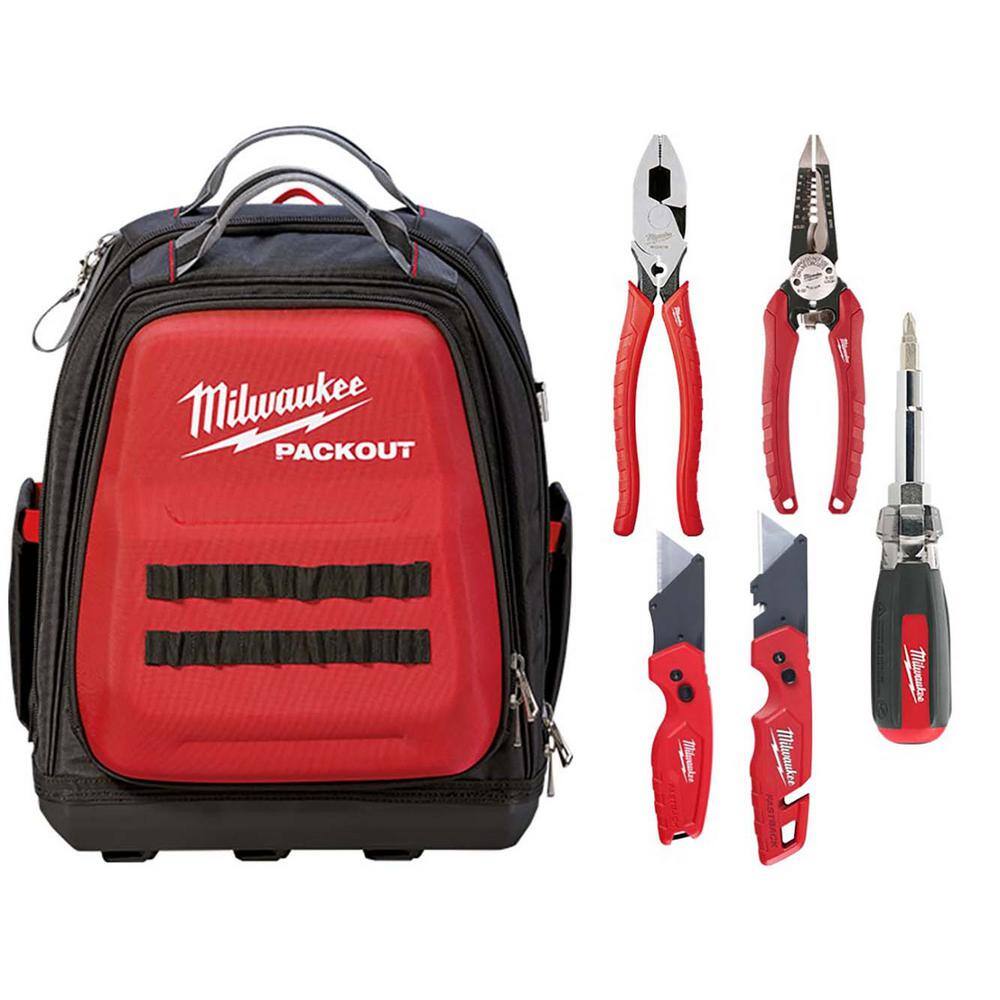 Milwaukee 48-22-8301-48-22-1503 15 in. PACKOUT Backpack with Hand Tool Set (5-Pieces)