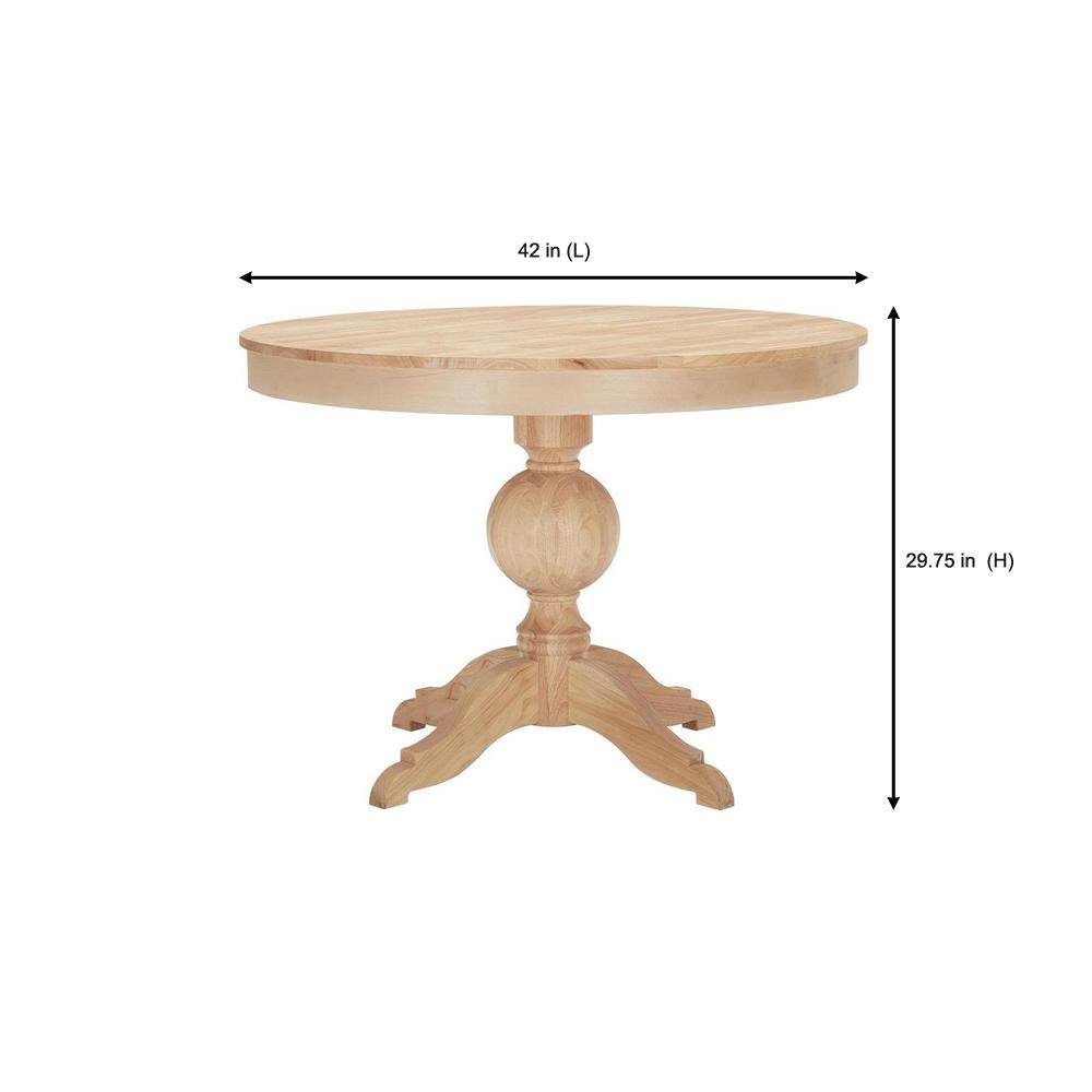 StyleWell  Round Pedestal Unfinished Natural Pine Wood Table for 4 (42 in. L x 29.75 in. H)