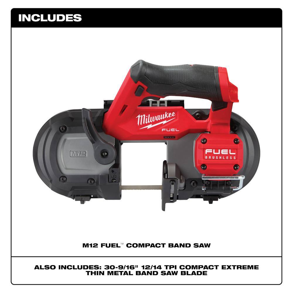 Milwaukee 2529-20-48-11-2412 M12 FUEL 12V Lithium-Ion Cordless Compact Band Saw With 3.0 Ah Battery Pack (2-Pack)