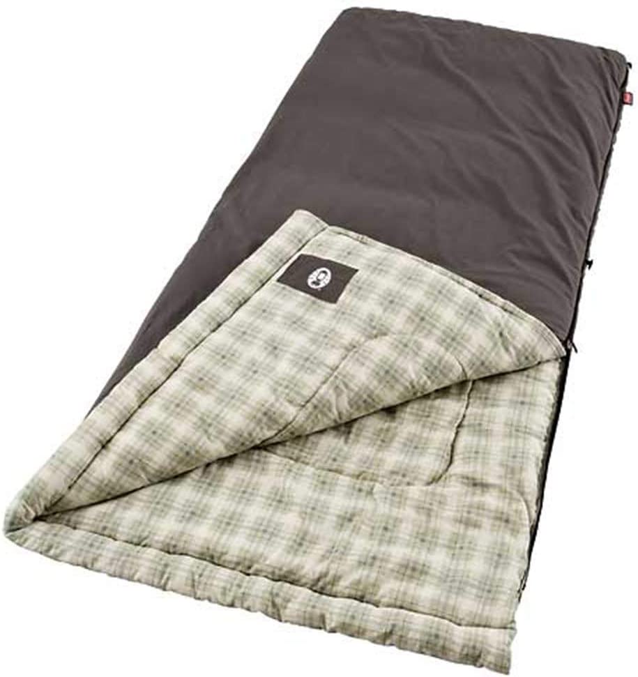 Coleman Heritage Big & Tall Cold-Weather Sleeping Bag. 10°F Camping Sleeping Bag for Adults. Comfortable & Warm Flannel Sleeping Bag for Camping and Outdoor Use. Fits Adults up to 6ft 7in Tall